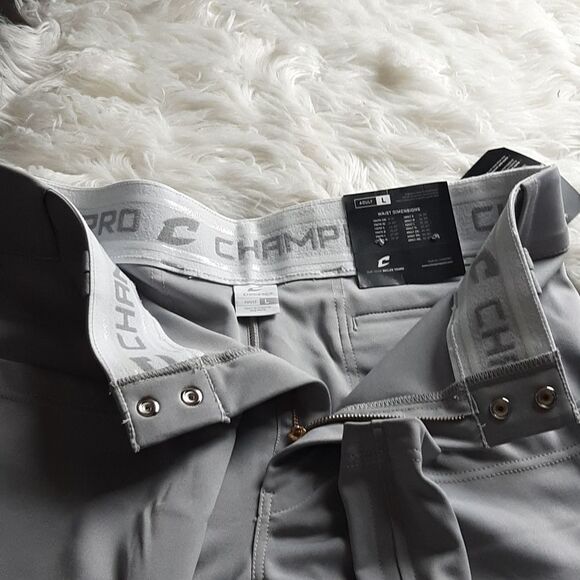 CHAMP Pro GRAY Belted Baseball Pants Adjustable Inseam L‎ 38 x34  NWT - Picture 4 of 12